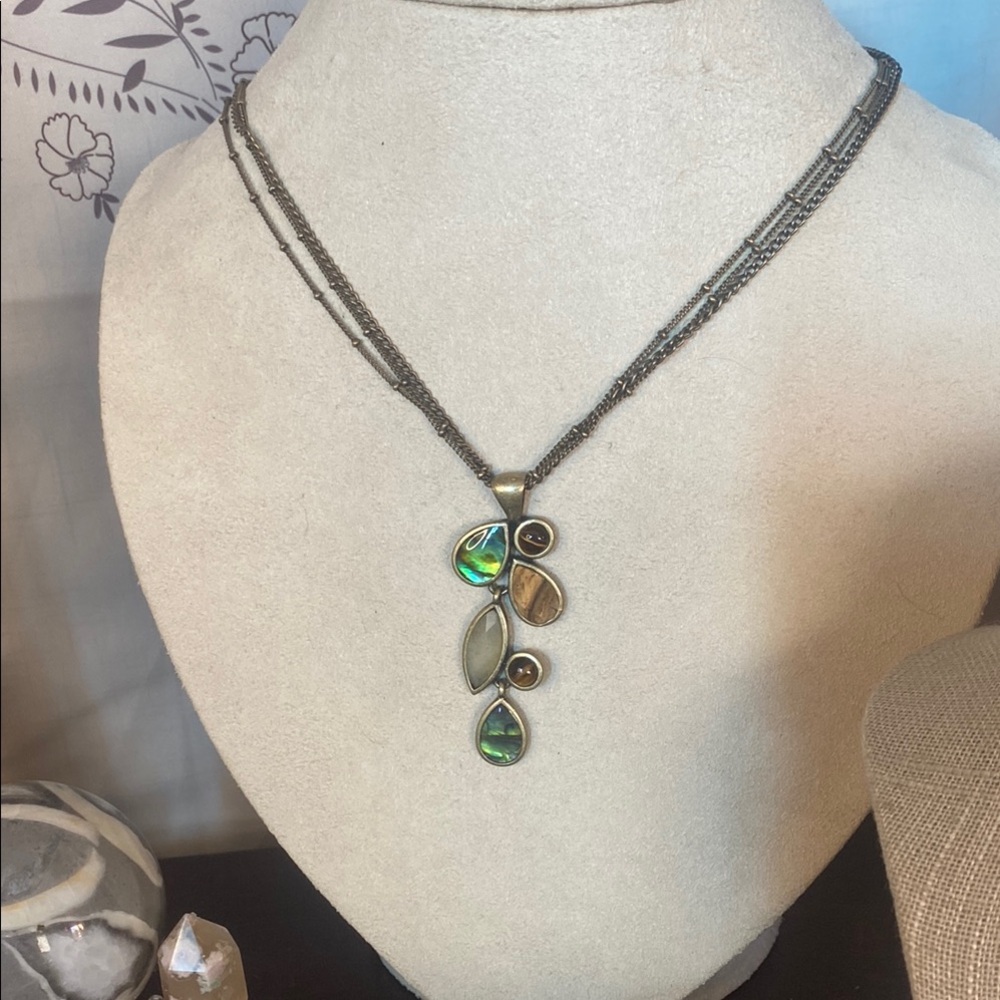 Lia Sophia Green and Brown Gemstone Necklace - Picture 1 of 3